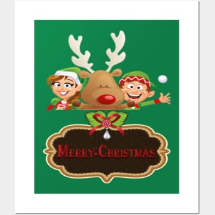 Merry Christmas Elves Posters and Art